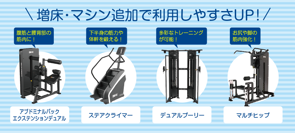 増床・マシン追加で利用しやすさUP!
