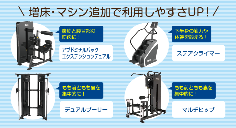 増床・マシン追加で利用しやすさUP!